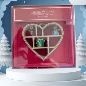 Hallmark Keepsake Ornament Loving Memories 1986 Teddy Bear Xmas Gift Bell Heart